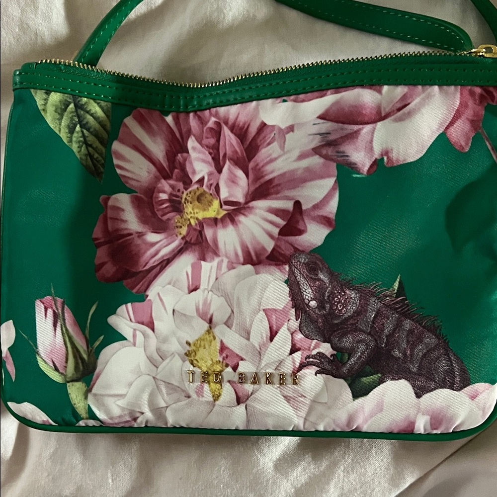 Ted Baker Green Floral Cross body bag with Iguana Design